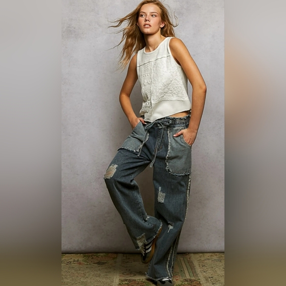 #1132 POL Ghost Flower Patchwork Top - Picture 7 of 14